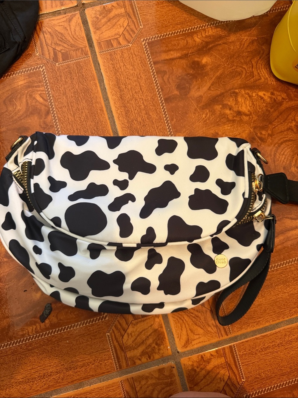 Black & White Cow Print Crossbody Shoulder Bag